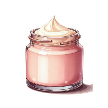 A container filled with fluffy whipped cream on a plain white surface, ideal for desserts and baking