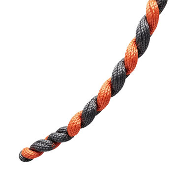 A close-up shot of a rope on a white background