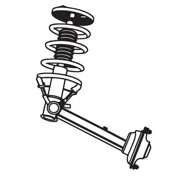 Coilover Suspension Shock Absorber Vector Technical Illustration