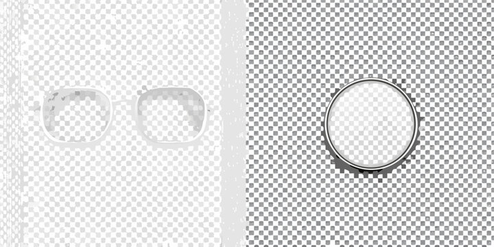 magnifying glass trio on transparent background set