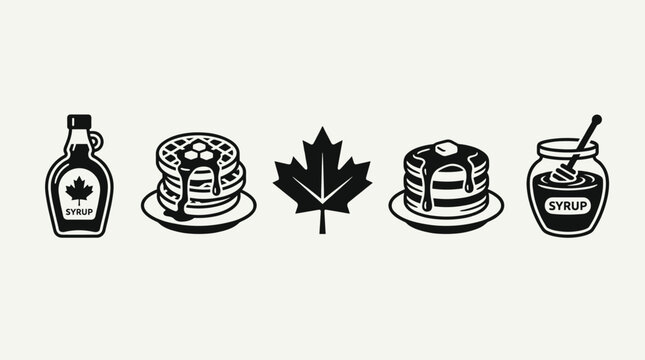 Maple Syrup and Breakfast Food Icons