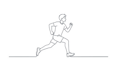 Fototapeta premium Dynamic line art illustration of a young man running with energy and focus