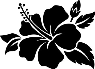 hibiscus flower stencil on a white background Hibiscus Flower black Silhouette Vector © Md.Nazmul Haque