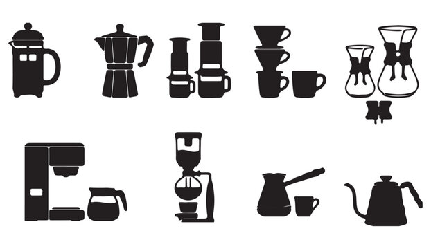 Coffee Maker and Brewing Equipment Icons