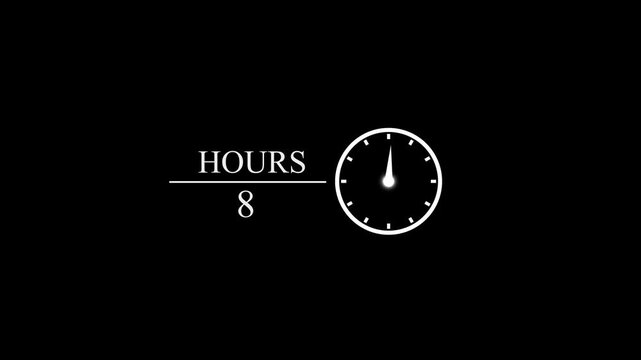 Professional 15 Hour Countdown Timer Animation on Black Background - Minimalist Time Interval and Project Deadline Visual, with 4k video animation.