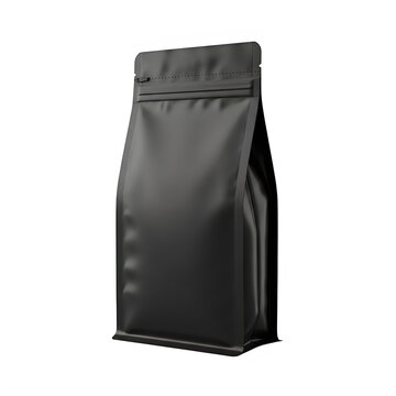 Blank black coffee bag pouch mockup for branding design and product packaging presentation template