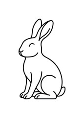 Obraz premium Stylized rabbit outline sitting on its haunches with a modern aesthetic, minimalist elegant black line art illustration, isolated