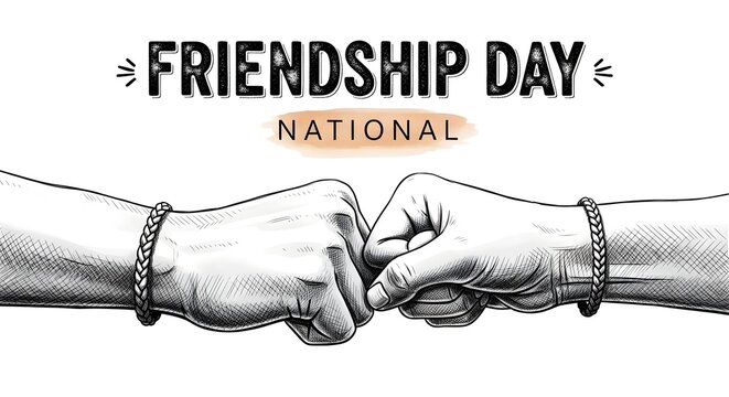National friendship day illustration with two hands fist bump
