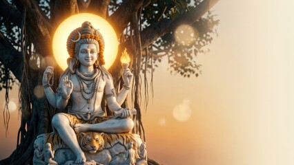 Obraz premium Lord Dakshinamurti Divine Teacher – Religious Copy Space Background