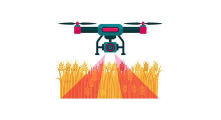 Obraz premium Smart Farming Concept: Agricultural Drone Scanning Wheat Field for Crop Monitoring