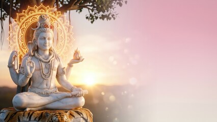 Fototapeta premium Lord Dakshinamurti Sacred Idol – Devotional Wallpaper Background