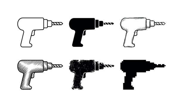 simple power drill with body, handle, and rotating drill bit