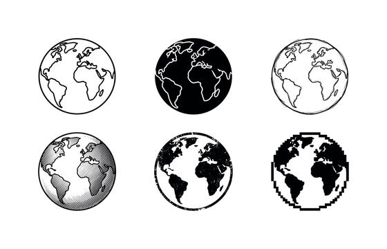simple globe with spherical shape and visible continents for learning