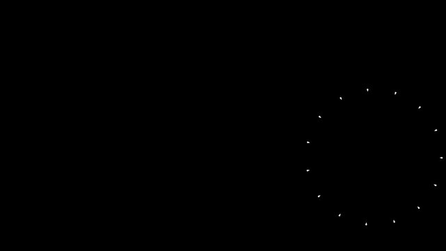 Fireworks Circles and Line Burst on  Blook Screen background. Circle bursting, flat, vector, doodle style random explosion. Pop-up line animation movement of modern fireworks explosion. 4k video..