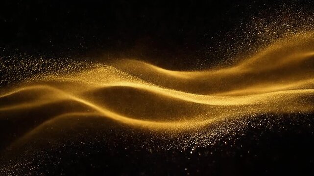 Pale gold cosmic dust sheets drifting through still space with shimmering particles and tranquil glow