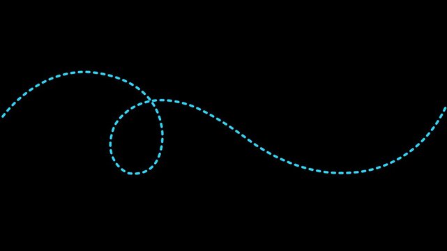 Dotted curved path line abstract dashed swirl trail design element.4k motion video.