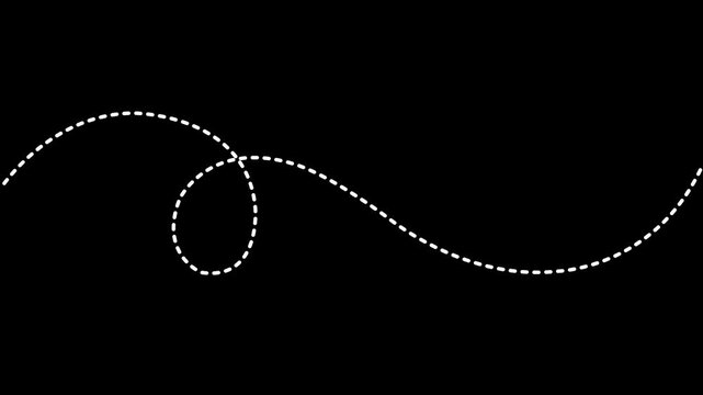 Dotted curved path line abstract dashed swirl trail design element.4k motion video.
