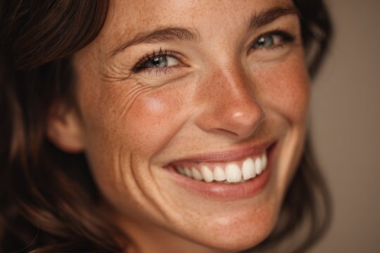 Natural closeup of a smiling woman with misaligned teeth conveying resilience and self confidence