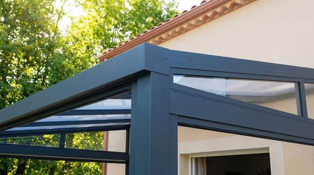 Modern aluminum patio awning structure enhancing outdoor space with natural light for home improvement blogs, architectural designs, and landscaping ideas
