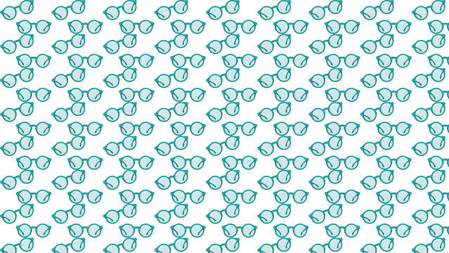 Seamless pattern with blue eyeglasses frames