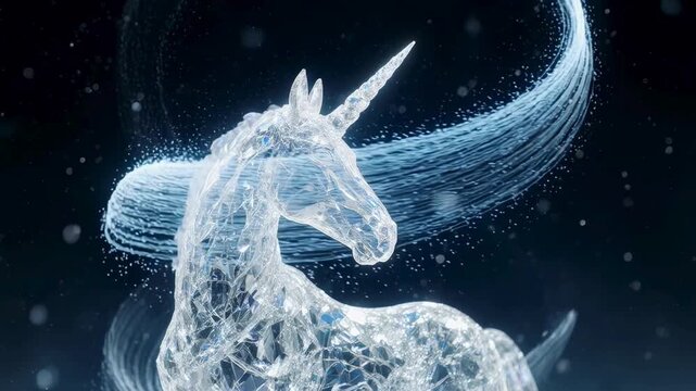 Majestic Moonlight Crystal Unicorn with Brilliant Glowing Horn in Enchanted Fantasy Realm