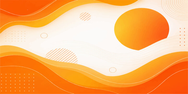 Abstract orange vector background with curved wave lines, sun and light summer design, bright digital pattern wallpaper illustration