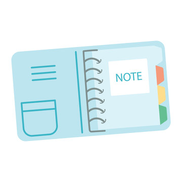 Open blue diary notebook planner layout with ring binder organizer agenda
