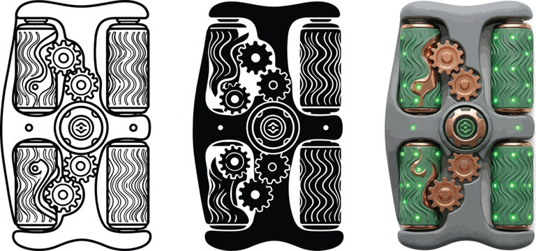 Steampunk fidget spinner with gears and circuit board design isolated on white background vector illustration