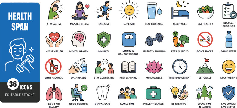 Brain Stroke Awareness Medical Line Icons Set for Neurology and Emergency Care