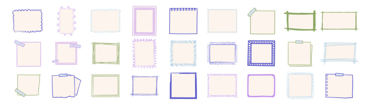 Hand-drawn paper frames and borders collection.