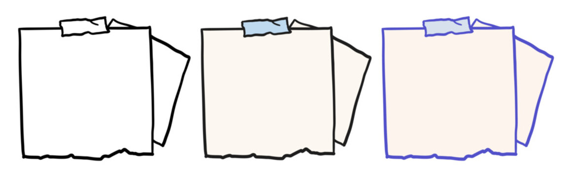 Stack of torn paper sheets with adhesive tape.