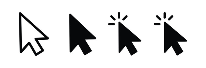 Click icon with computer mouse cursor, pointer arrow, and black navigation graphic element ©  Masud Khabir