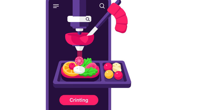 Futuristic 3D Food Printer Concept via Smartphone App for Automated Healthy Meal Preparation