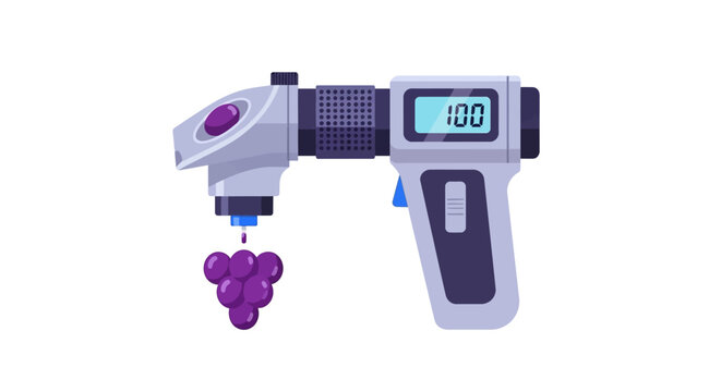 Digital Handheld Refractometer Measuring Sugar Content of Grapes for Viticulture and Winemaking Quality Control