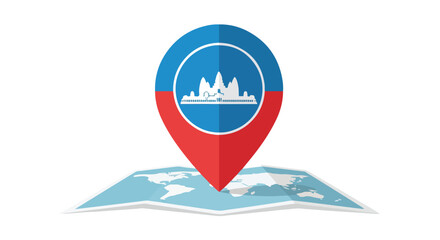 Obraz premium Map marker icon with a ship silhouette indicating maritime location or port on a digital map