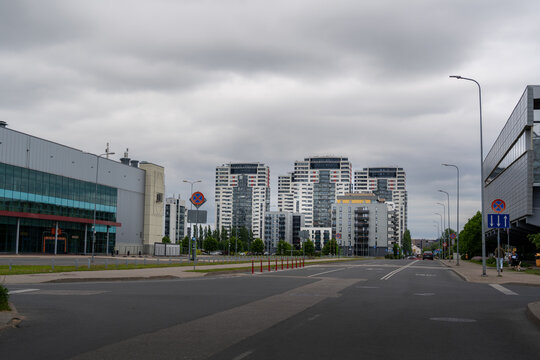 Modern Residential Towers in Skanste District Riga During Spring Season