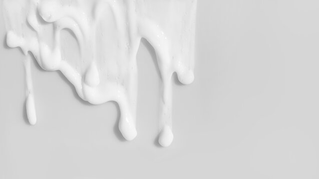 Thick white cosmetic cream texture dripping down