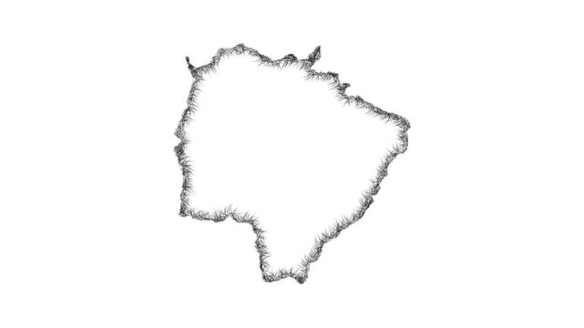Sketch Mato Grosso do Sul outline map animation - smooth progressive reveal