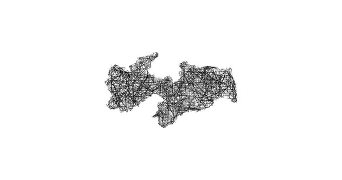 Sketch Paraiba outline map animation - smooth progressive reveal