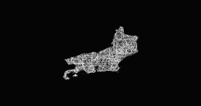 Sketch Rio de Janeiro outline map animation - smooth progressive reveal