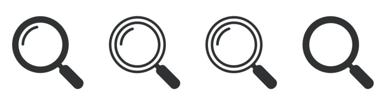Magnifying glass icon featuring search symbol for navigation, discovery, and interface design