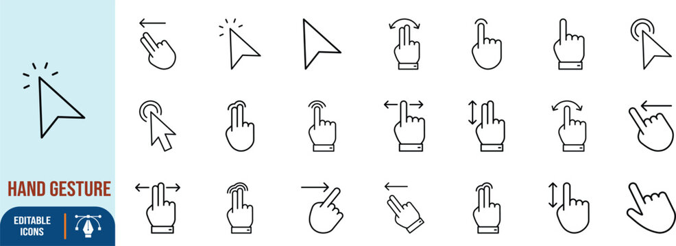 Hand gestures and mouse cursors. cursor icon set, hand icon set, finger icon set