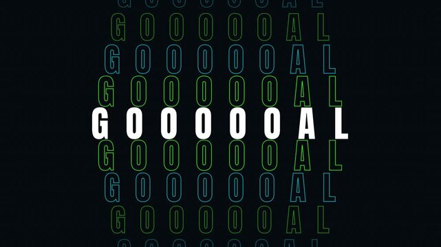 Kinetic Typography Goal Animation, Dynamic Stretched Text with Stadium Vertical Echo and Shake Effect, 4k 60fps