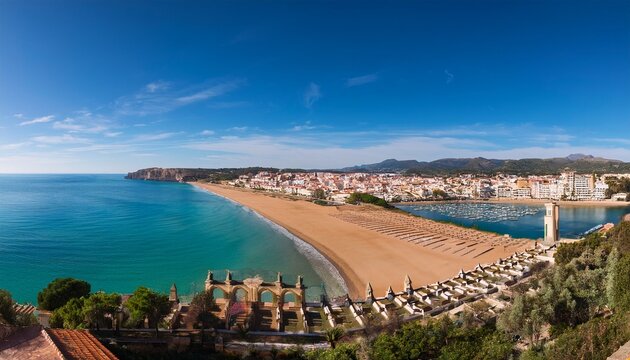 view from the top of the cemetery and beach de berria in santona spain
