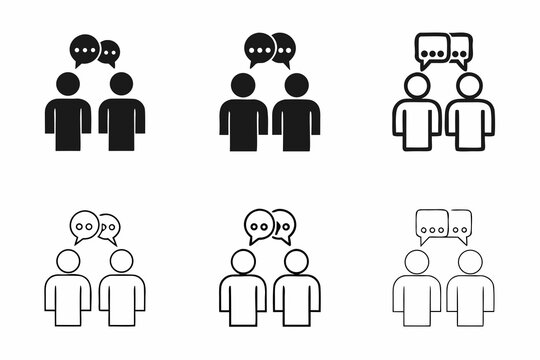conversation icons set flat black and white