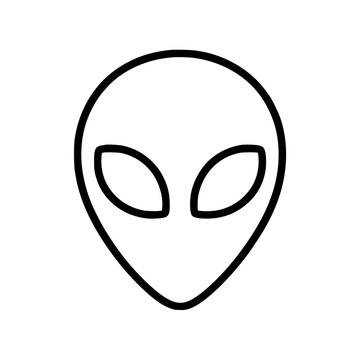 Creature alien face line style black and white on white background