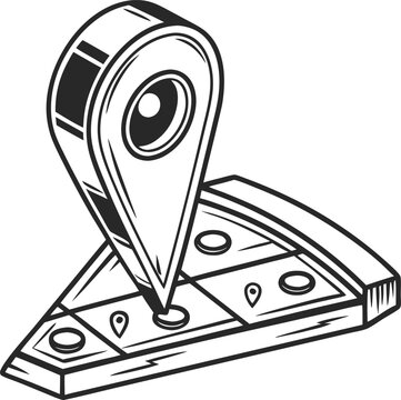 Map pin icon, location marker symbol, navigation pointer, vector graphic