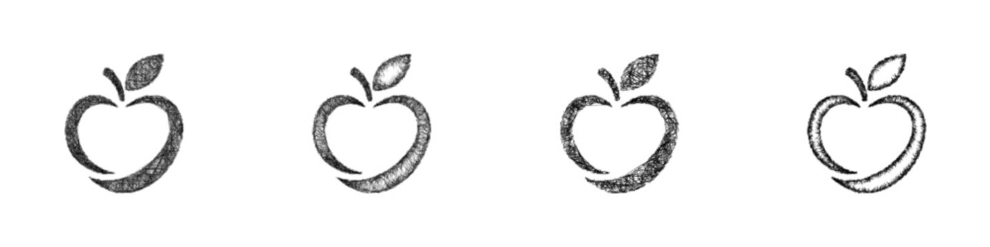 Black and white sketch apple logo design set