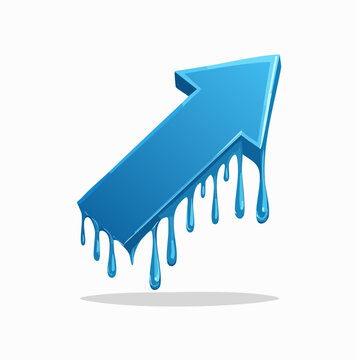 Blue arrow melting with dripping liquid