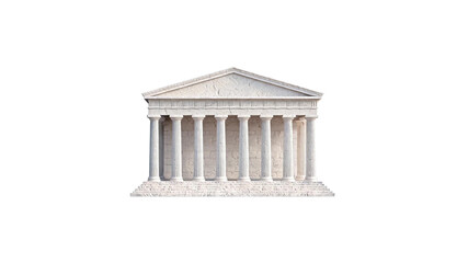Fototapeta premium Classical greek temple architecture showing columns and pediment as PNG asset